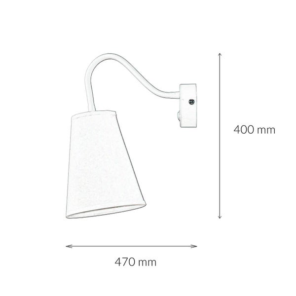 Abbildung einer Wandleuchte mit den Maßen 400 mm Höhe und 470 mm Breite.