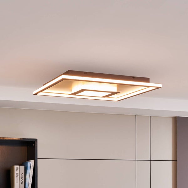 Lindby LED Deckenleuchte Pekela dimmbar mit Leselampe (Modern) in Braun aus Aluminium (1 flammig, ) - Lampe Deckenlampe Wohnzimmerleuchte