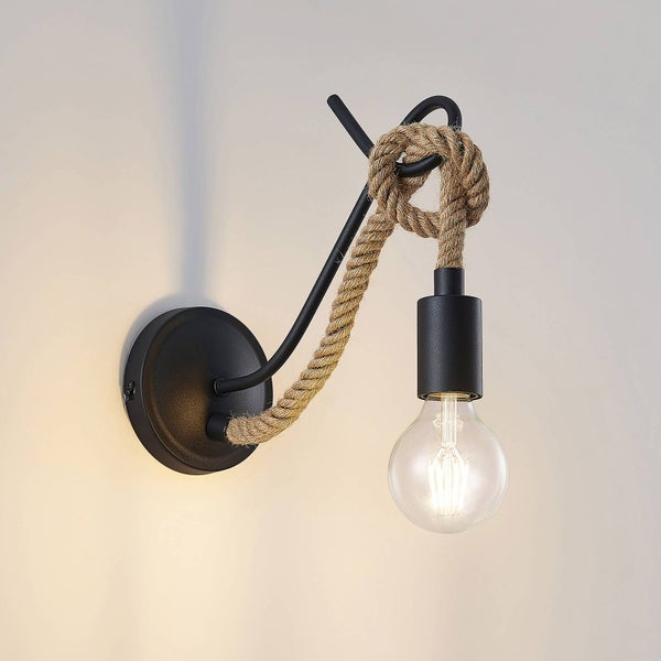 Lucande Wandleuchte, Wandlampe Innen Ropina (Retro Vintage Antik) in Schwarz aus Metall (1 flammig E27) - Wandstrahler Wandbeleuchtung Schlafzimmer / Wohnzimmer Wohnzimmerleuchte