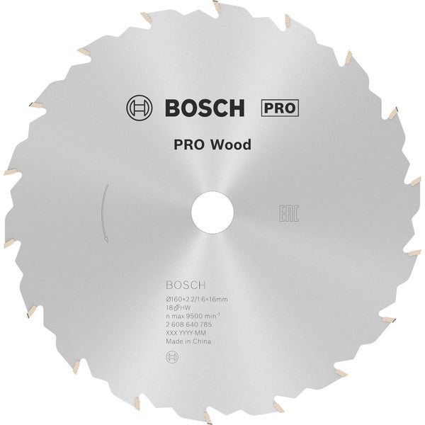 Bosch PRO Wood Kreissägeblatt 160 x 2,2 x 16 mm - 2608640785
