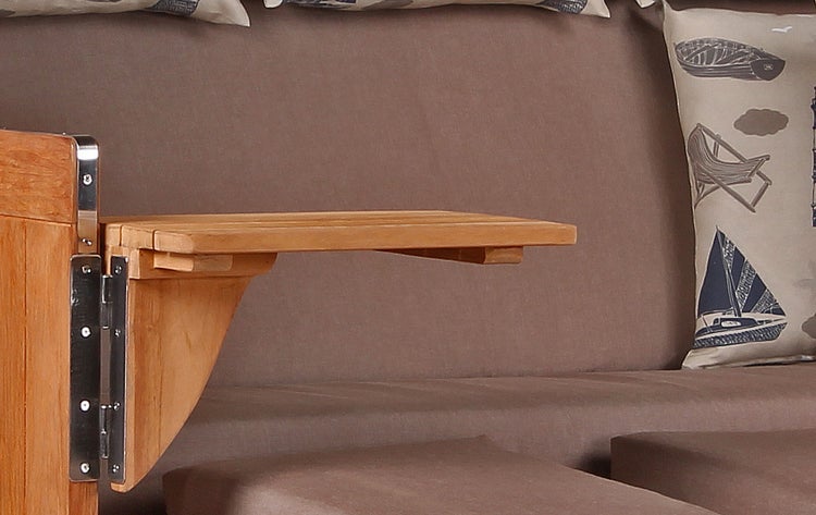 Strandkorb Westerland XXL Teak Bullauge PE shell Dessin 540