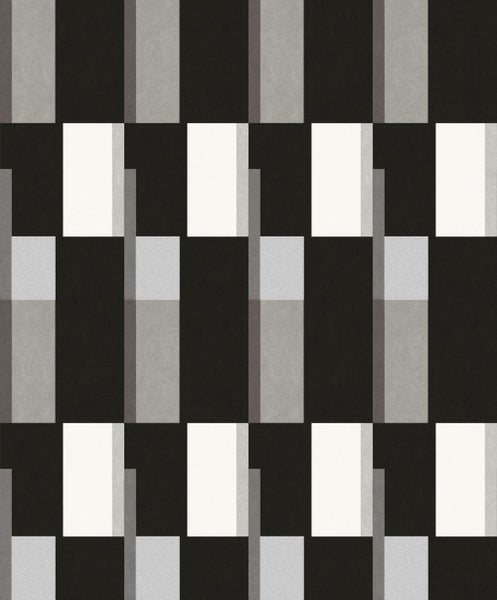 Masureel Tapete geometrisches Motiv Schwarz und Weiß - 53 cm x 10.05 m - 630748