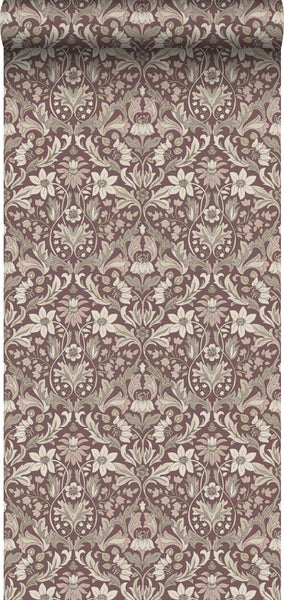 Borastapeter Tapete Blumenmuster im Jugendstil Rot - 53 cm x 10.05 m - 660946