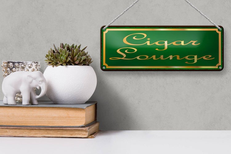 Blechschild Spruch 27x10cm Cigar Lounge Zigarre Lounge Dekoration