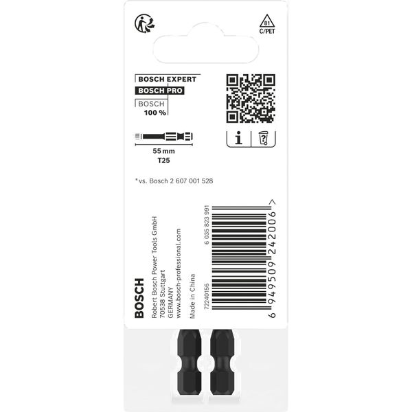 Bosch PRO Torx Impact Bit T25 55 mm 2-tlg. - 2608522531