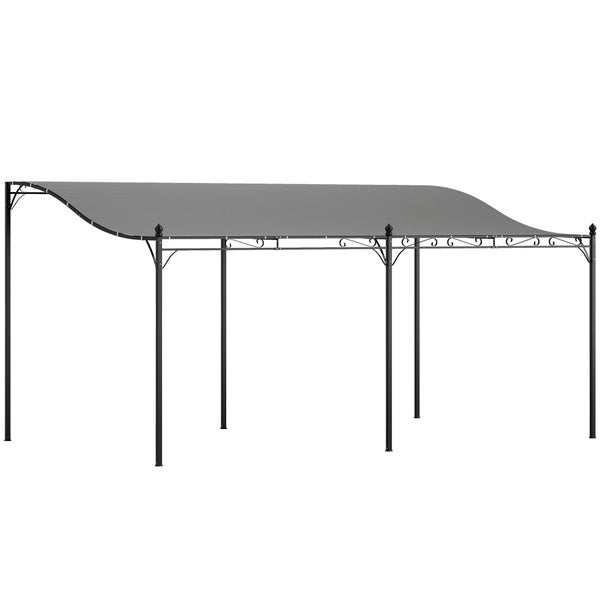 Outsunny Anbaupavillon Pergola mit Dach, Wasserabweisend Pavillon Vordach, freistehend Gartenpavillon Terrassenpavillon Überdachung Sonnenschutz für Terrasse Garten ca. 3x5x2,5 m Dunkelgrau