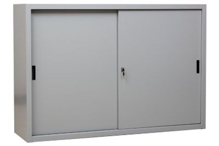 PROREGAL Schiebetürenschrank Ant 3 Ordernhöhen HxBxT 109 x 160 x 45 cm Grau