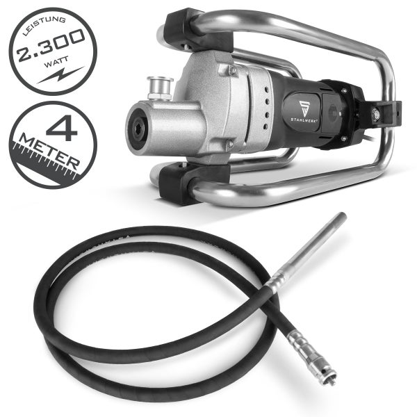 Betonrüttler mit 2300 Watt Leistung und 4 Meter Schlauchlänge