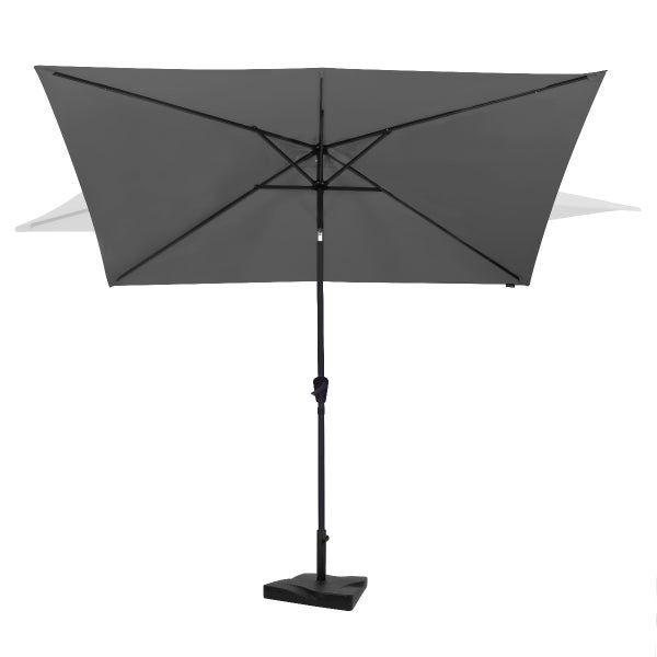 VONROC Premium Sonnenschirm rechteckig mit Ständer - Sonnenschutz mit Schirmständer für Terrasse, Balkon & Garten - Sonnenschirm groß 200X300CM inklusive Schutzhülle - Rapallo Grau