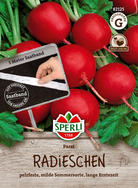 Sperli Radieschen Parat Saatband fuer den Gartenbau zur Aussaat im Sommer