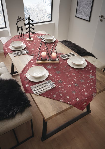 FRANK FLECHTWAREN | Tischdecke Sparkling Stars, POLYESTER, 85 x 85 cm