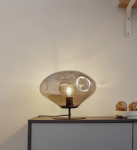 Lindby Tischlampe Lelia (Design, Modern) in Alu aus Glas (1 flammig E27) - Tischleuchte Schreibtischlampe Nachttischlampe Wohnzimmerleuchte