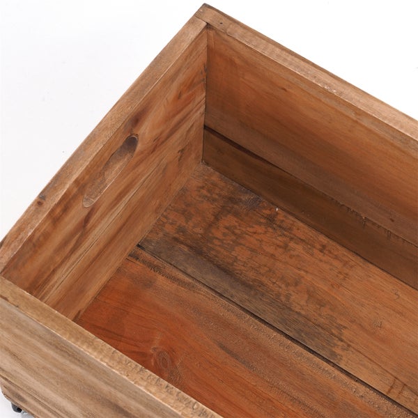 Holzkiste BOX Recyclingholz massiv, mit Rollen 01 natur-vintage