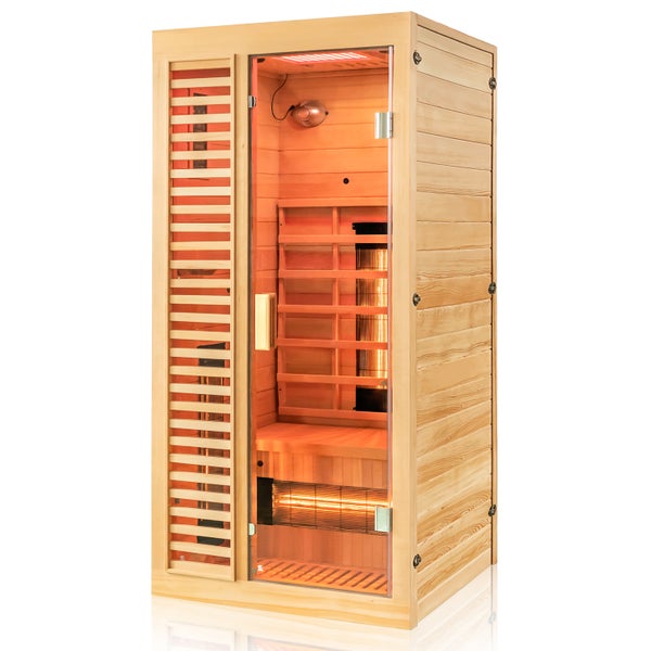 Dewello® Infrarotkabine Infrarotsauna HAMLIN 90cm x 90cm inkl. 4 Vollspektrumstrahler, Karbonstrahler, 1 Person, LED