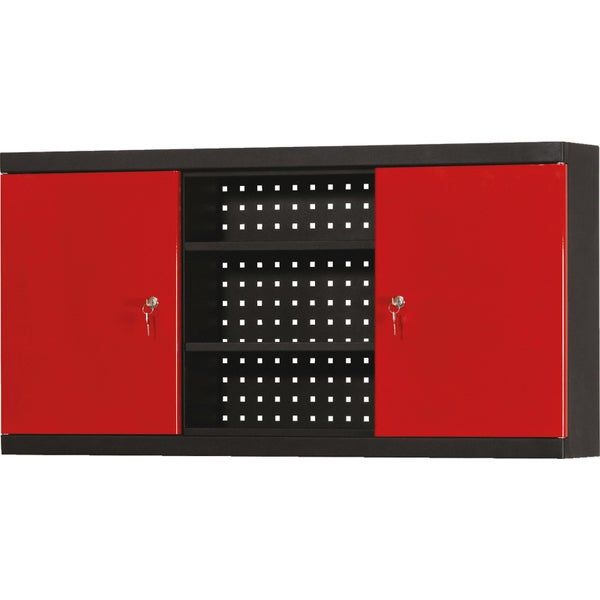 Wandwerkzeugschrank mit zwei abschließbaren Türen und Regalen
