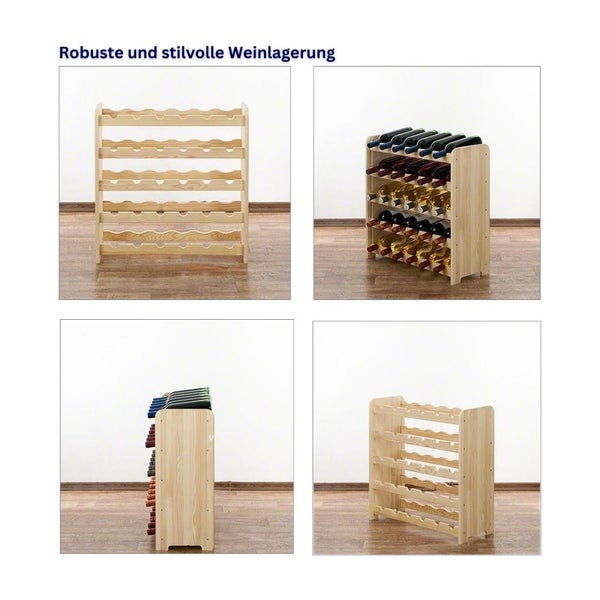 PROREGAL Weinregal Pinotwine C HxBxT 87,2 x 63,2 x 26,5 cm 36 Flaschen Massives Kiefernholz Natur Unbehandelt