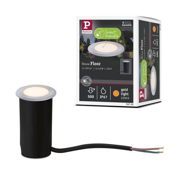 LED Bodeneinbauleuchte Floor insektenfreundlich IP67 rund 50 mm 2200K 2,2W 60lm 230V Alu Kunststoff, Metall