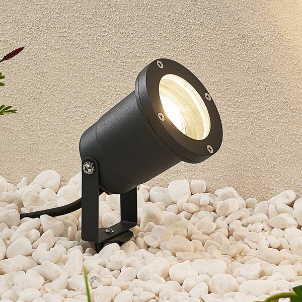 Lindby Außenleuchte Nielas (spritzwassergeschützt (Modern) in Alu aus Aluminium (1 flammig, GU10) - Erdspießleuchte außen