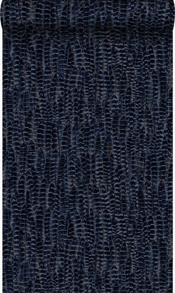 Origin Wallcoverings Tapete Federn Tintenblau - 53 cm x 10.05 m - 347398