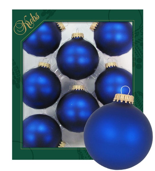 Königsblau matt 7cm Glaskugeln uni, 8 Stck., Weihnachtsbaumkugeln, Christbaumschmuck, Weihnachtsbaumanhänger