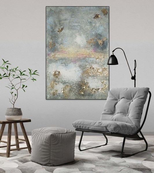 Handgemaltes Gemälde Acrylfarbe 80x120cm Grau