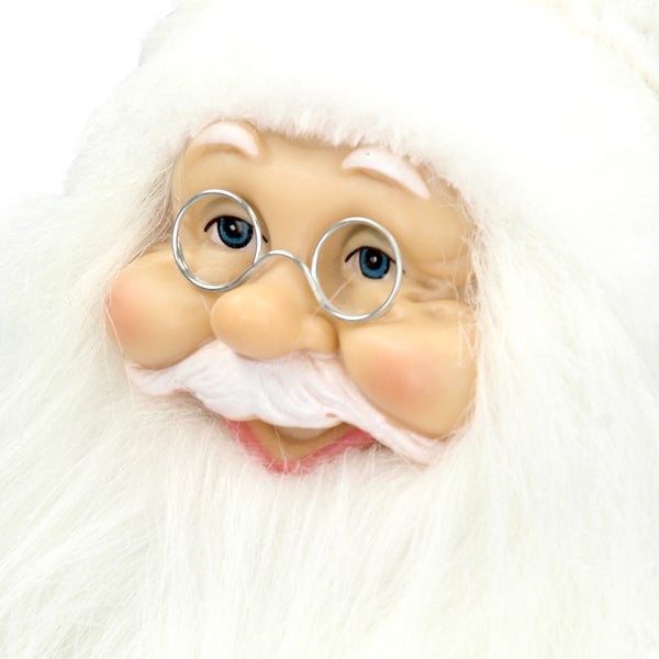 ECD Germany Weihnachtsmann Deko-Figur, 37 cm hoch, Weiß, mit Geschenkesack und Geschenke, detailreich, Santa-Claus Figur Winterdeko Weihnachten Stehende Figur Winter Dekoration Nikolaus Weihnachtsdeko