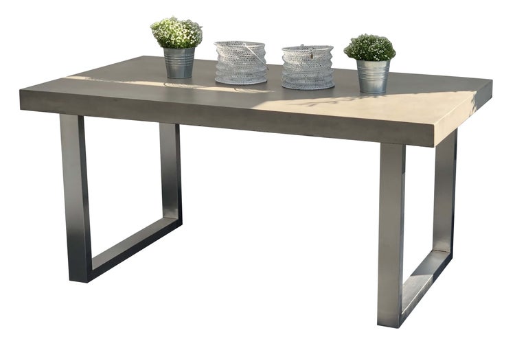 Novum Betontisch Set 3 teilig mit Edelstahlgestell 160x90 cm