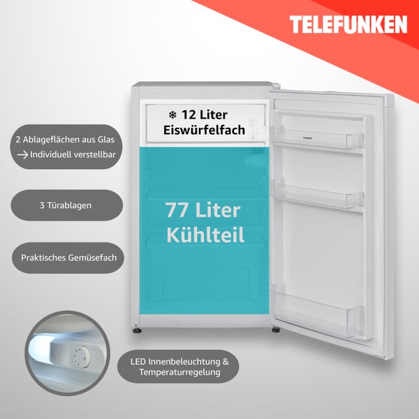 Telefunken Kühlschrank mit Gefrierfach (nur für Eiswürfel) 89 Liter Nutzinhalt Freistehend CF-33-101-W2 weiß