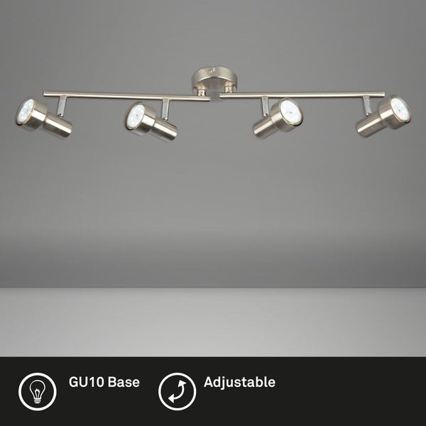 LED Deckenleuchte Spotleuchte 4xGU10 schwenkbar 3000K 12W Matt-Nickel Briloner