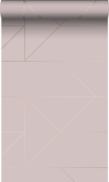 Origin Wallcoverings Tapete grafische Linien Altrosa und Gold - 53 cm x 10.05 m - 347721