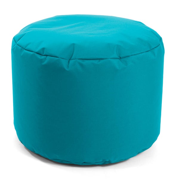 Outdoor Pouf, Hocker 60x40cm in Blau, Türkis für Balkon und Garten 'Der Ruhepouf' Sitzhocker rund, Bodenkissen, Fußhocker, Sitzpouf, Puff und Beistelltisch mit EPS-Perlen Füllung, Indoor geeignet