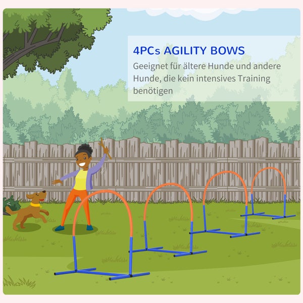 PawHut Hund Agility Set, 88L x 64B x 95H cm, PE, ABS, Blau+Orange