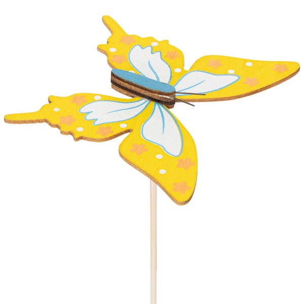 Dekofigur Schmetterling aus Holz auf Stab