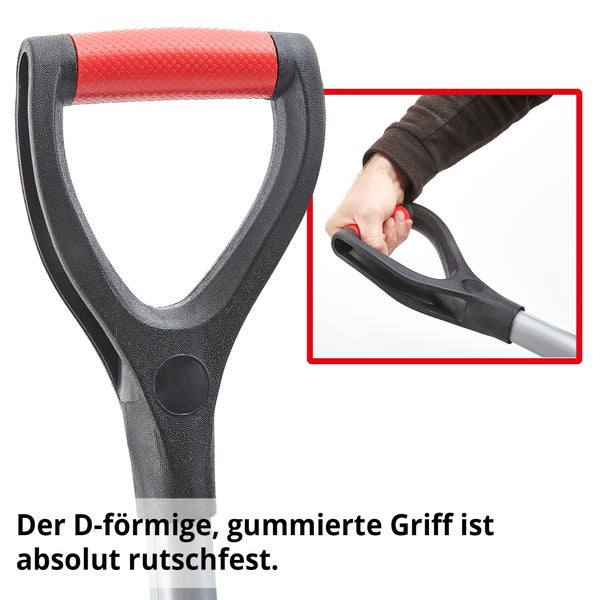 Schaufel mit D-Griff und gummierter Grifffläche für sicheren Halt