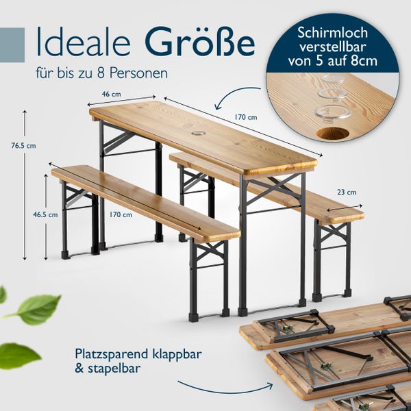 Beautissu BT22 Bierzeltgarnitur 170x46cm (3tlg)