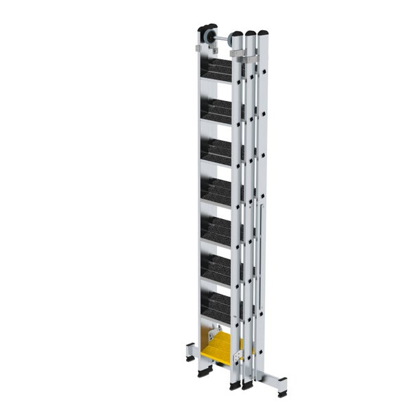 PROREGAL Stufen-Mehrzweckleiter 3-Teilig mit Traverse und Clip-Step R13 3 x 8 Stufen