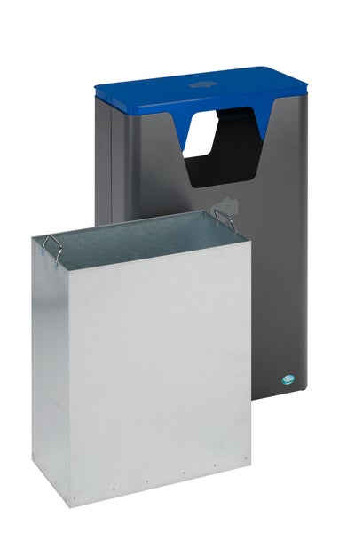 PROREGAL Robuster Wertstoffsammler Mit Abnehmbarem Deckel 60 Liter HxBxT 82,5 x 50 x 25 cm Verzinkter Stahl Blau