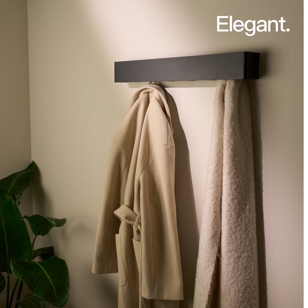 Designfabrik Hamburg Garderobe mit versteckten Haken  |  Wandgarderobe Schwarz 57 cm