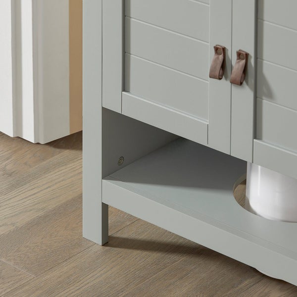 Detailansicht eines Waschtischunterschranks mit Türen und offenem Fach