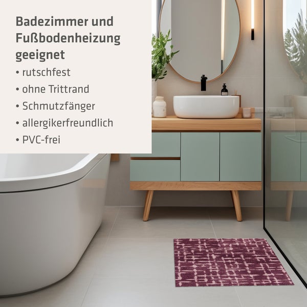 Akzente Feel Badematte mit Motiv in Aubergine Fußmatte 50 x 70 cm, rutschfest, saugfähig