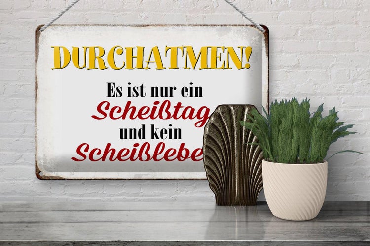 Blechschild Spruch 30x20cm nur Scheißtag kein Scheißleben