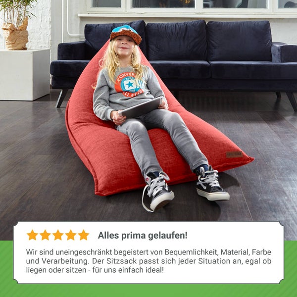 Green Bean Sitzsack Triangle 150x100x100cm mit 220 Liter EPS-Perlen Füllung - Kuschelig Weich Waschbar - Drinnen Stoff Bodenkissen Liegekissen Sitzkissen - Rot