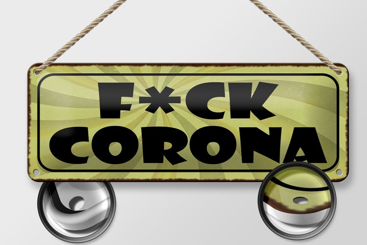 Blechschild Spruch 27x10cm F*CK Corona Dekoration