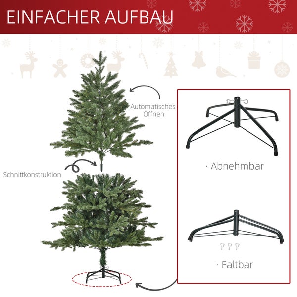 HOMCOM künstlicher Weihnachtsbaum, PE, Metall
