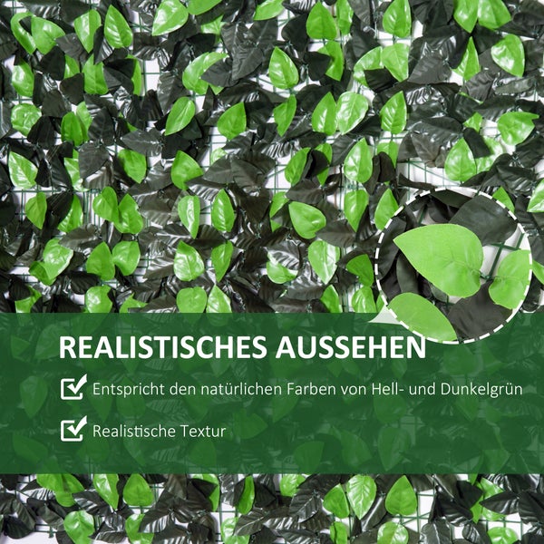 Outsunny Künstliche Hecke, für Garten, Terrasse, 3 x 1 m, PE, Gewebe, Grün