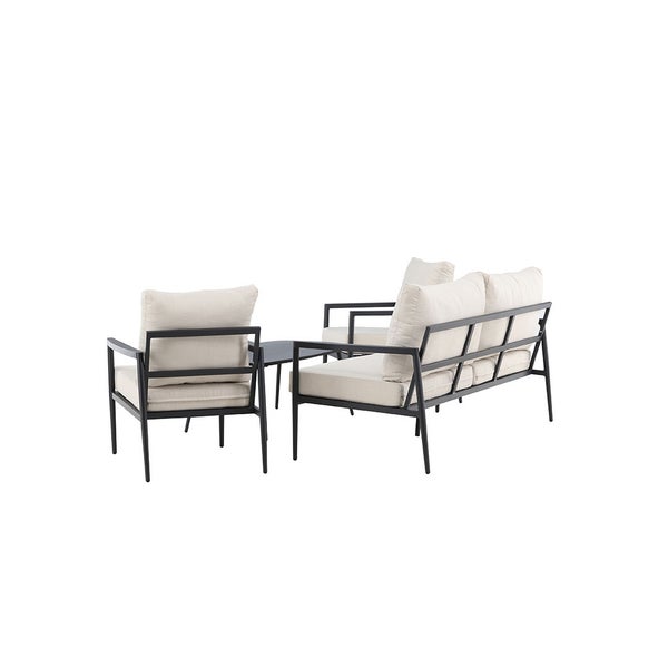 Taromina Loungeset 1 Sofa, 2 Stühle, 1 Couchtisch schwarz. 59 X 109 X 42 cm