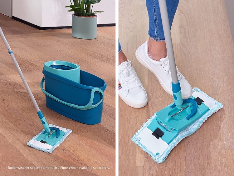 Leifheit 2er Set Wischbezug Clean Twist M Ergo micro duo, für alle glatten Böden, Bodenwischer Ersatzbezug mit 2-Faser-System für ideale Schmutzaufnahme, Mikrofaser Bezug für Fliesen und Laminat