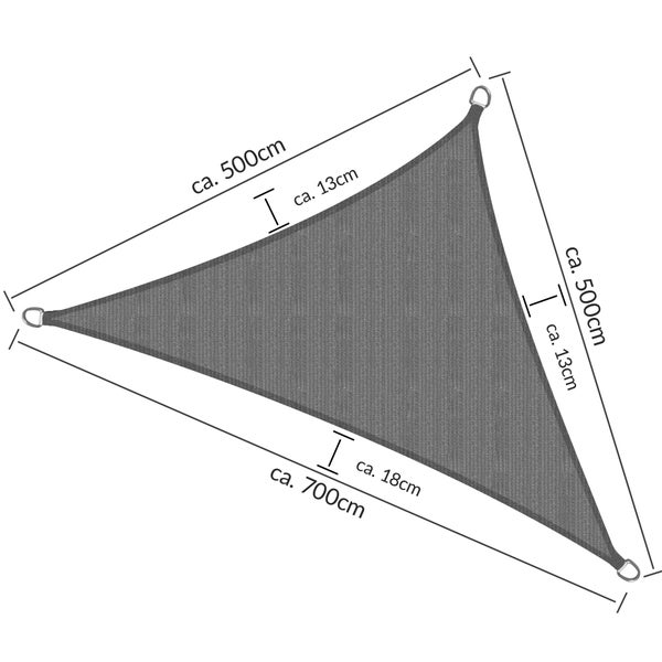 SolVision HS9 Sonnensegel 500x500x700cm dreieckig Anthrazit HDPE