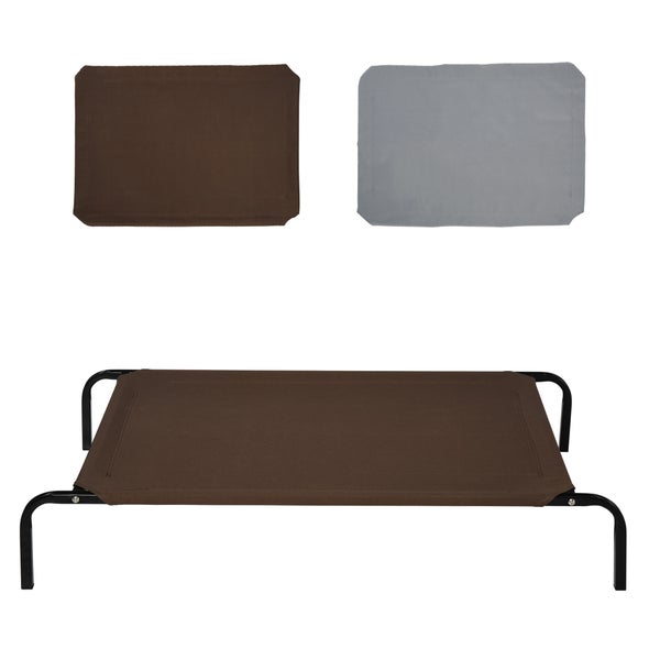 PawHut Hundebett, 110cm x 68cm x 20cm, Metall, Oxford-Gewebe, Grau+Kaffee