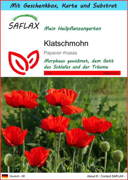 SAFLAX Geschenk Set - Klatschmohn - Papaver rhoeas - 27000 Samen - Mit Geschenkbox, Versandaufkleber, Geschenkkarte und Anzuchtsubstrat